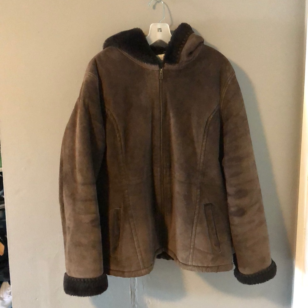 Women’s Brown furry leather coat